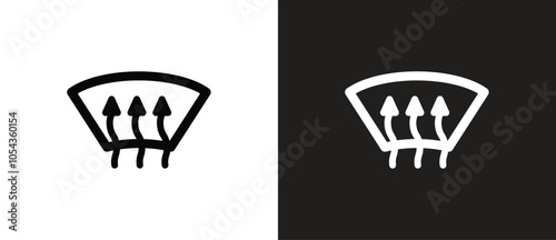 Defroster car AC control line icon. Car windshield defrosting outline vector icon. Climate control functions symbol. Air condition vector in black and white background.