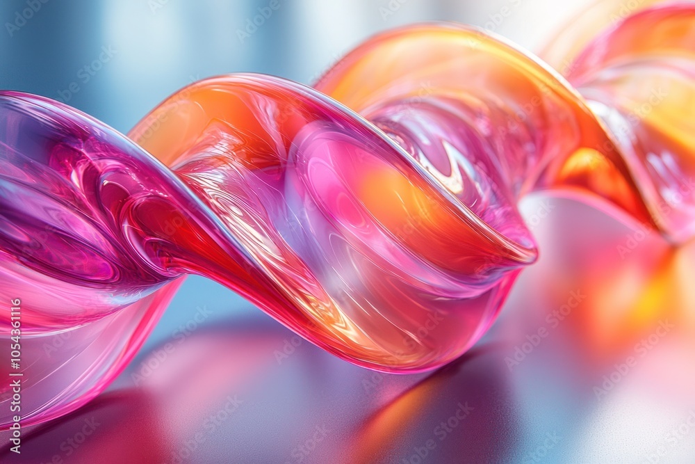 Abstract Swirling Glass Sculpture in Pink and Orange Hues Abstract Swirling Glass Sculpture in Pink and Orange Hues