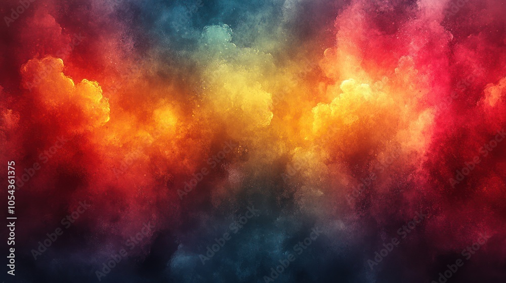 Abstract Watercolor Painting with Red, Yellow, and Blue Colors