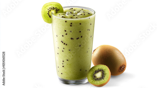 Refreshing Kiwi Smoothie with Fresh Fruit   Healthy Drink  Green Juice  Summer Beverage