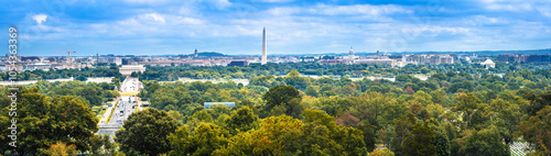 Obraz na płótnie Washington DC landmarks panoramic view from Arlington national cemetery w salonie