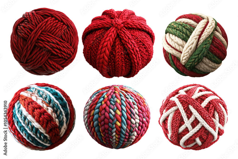 Festive Red Knitted Christmas Ornaments