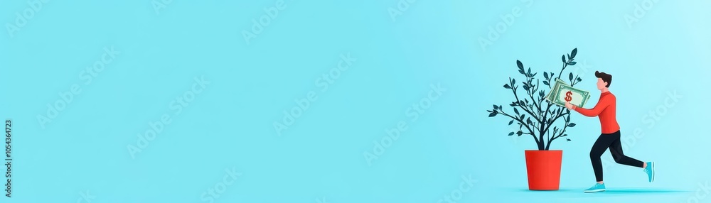 Business person running while holding money flat design side view corporate ambition theme cartoon drawing Splitcomplementary color scheme Business person running while holding money flat design side view corporate ambition theme cartoon drawing Splitcomplementary color scheme
