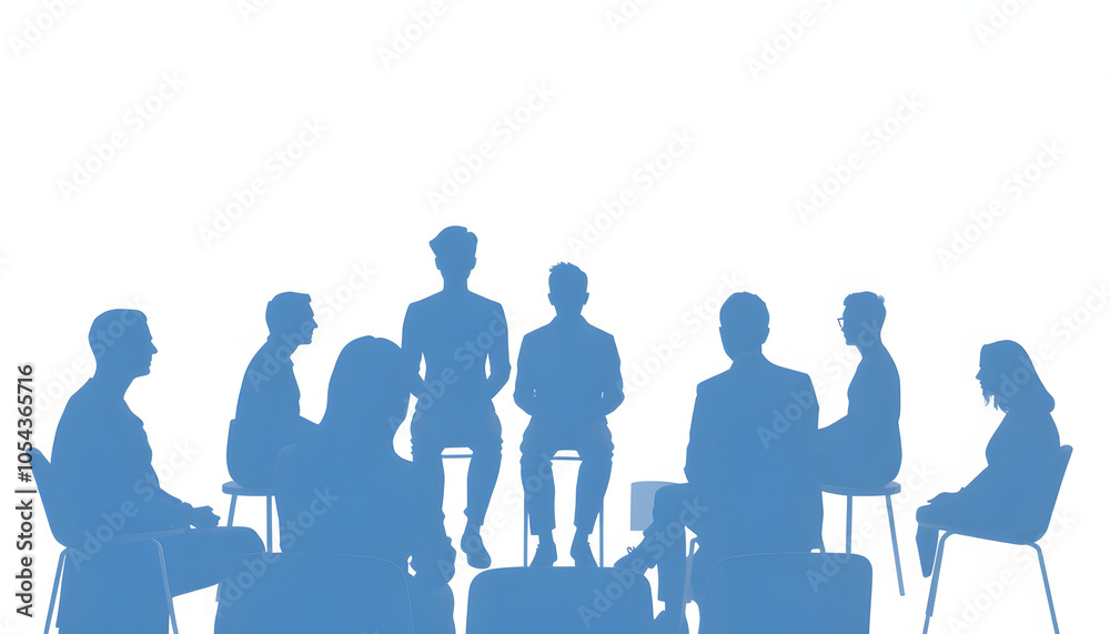 People on group therapy isolated with white highlights, png People on group therapy isolated with white highlights, png