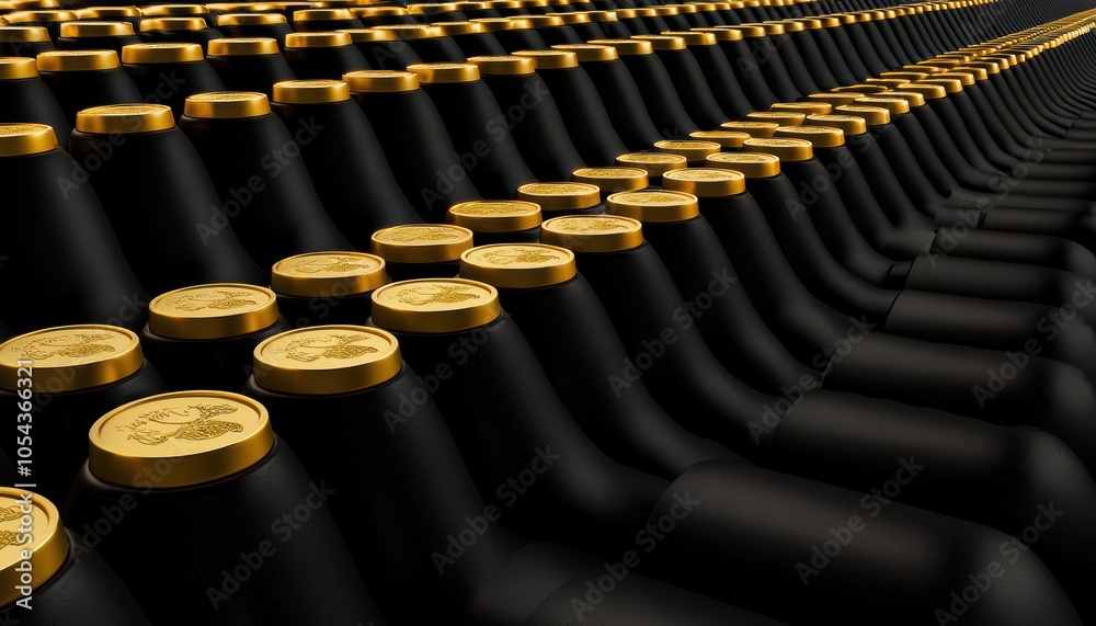 Fototapeta premium Gold bullion wall arranged in precise rows, representing strong foundations and lasting security in financial assets