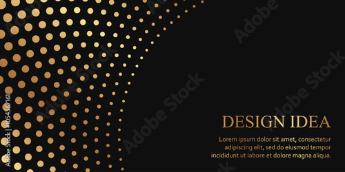 Modern geometric luxury black background or header for business or presentation or greeting card with golden geometric art.