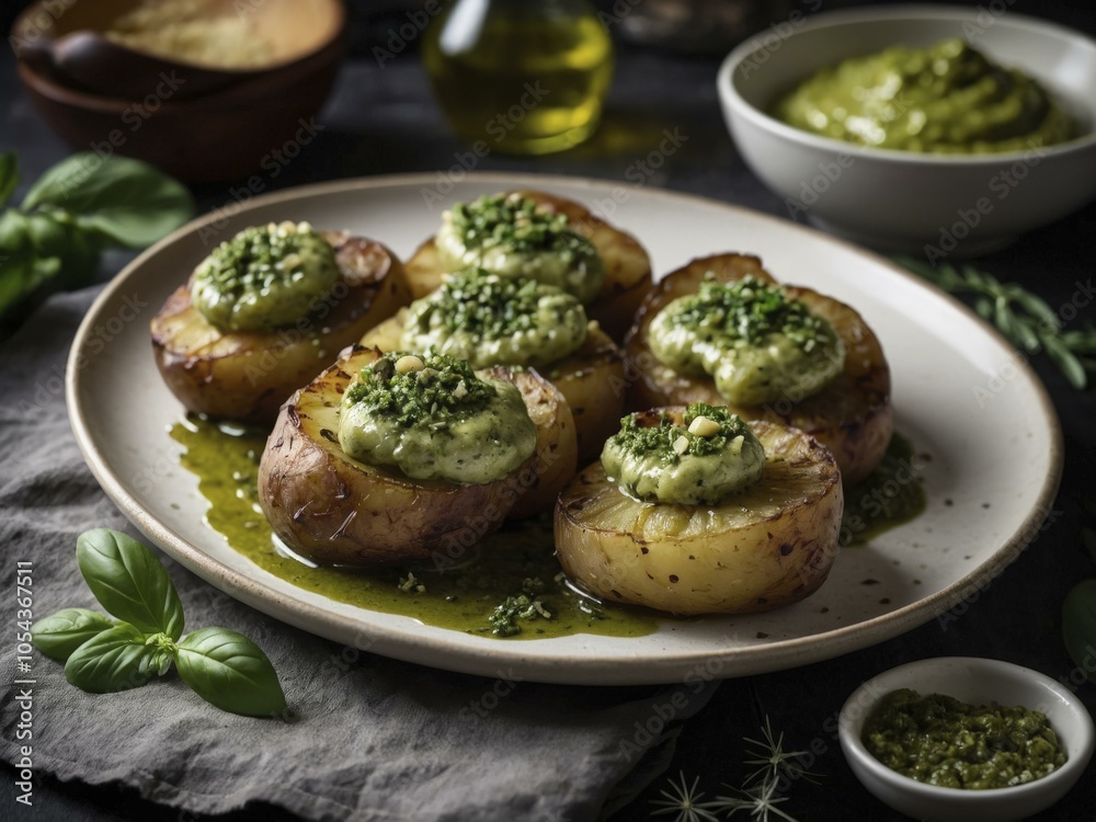 Baked Potatoes with Pesto Sauce: A Delicious and Easy Recipe Baked Potatoes with Pesto Sauce: A Delicious and Easy Recipe