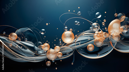 Bubbles with wave floating on air.