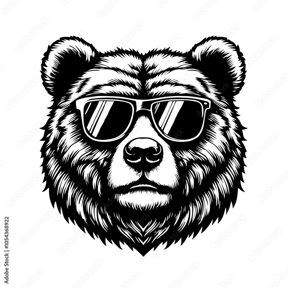 Fototapeta premium polar bear logo design cool sunglass vector