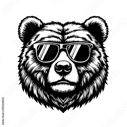 polar bear logo design cool sunglass vector