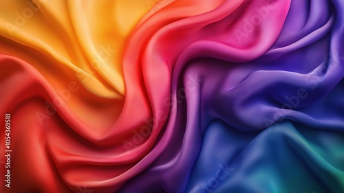 Thin waves of rainbow tones across smooth fabric