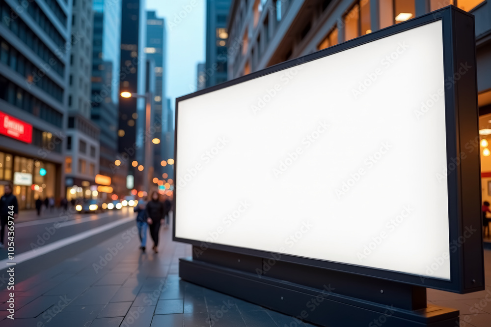 Illuminated city street billboard mockup for urban advertising design Illuminated city street billboard mockup for urban advertising design