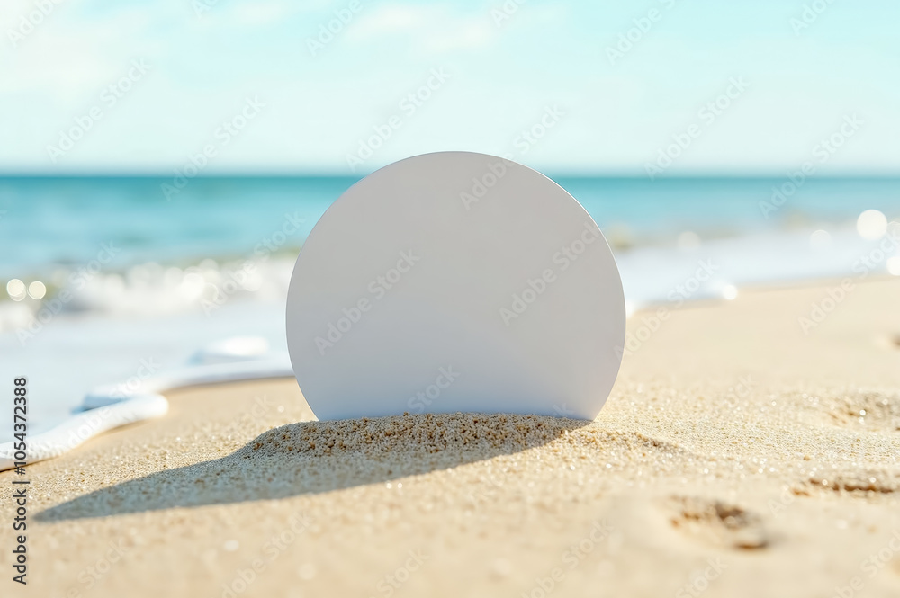 Beach-themed mockup for product display and advertising design Beach-themed mockup for product display and advertising design