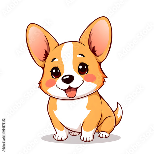 Cute adorable corgi dog cartoon character vector illustration, funny pet animal corgi puppy flat design mascot template isolated on white background. Generative AI