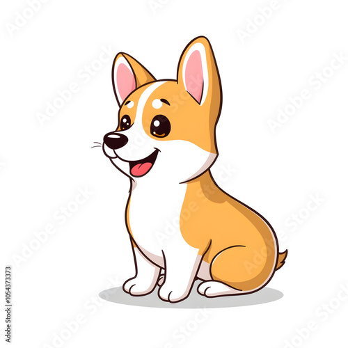 Cute adorable corgi dog cartoon character vector illustration, funny pet animal corgi puppy flat design mascot template isolated on white background. Generative AI