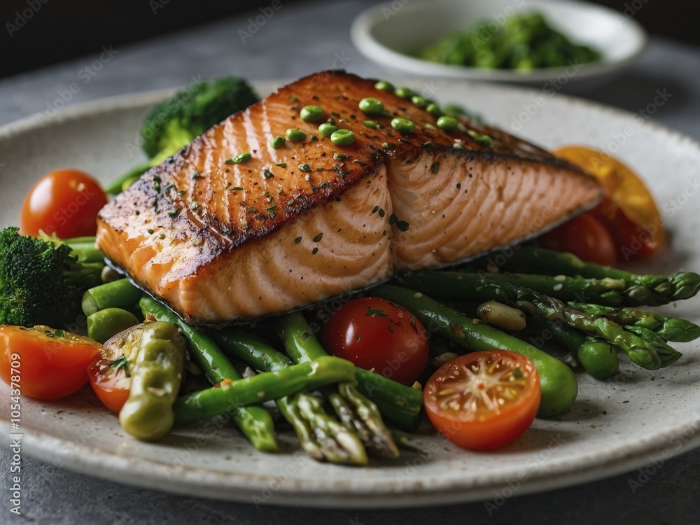 Grilled Salmon with Asparagus and Cherry Tomatoes - A Delicious and Healthy Meal Grilled Salmon with Asparagus and Cherry Tomatoes - A Delicious and Healthy Meal