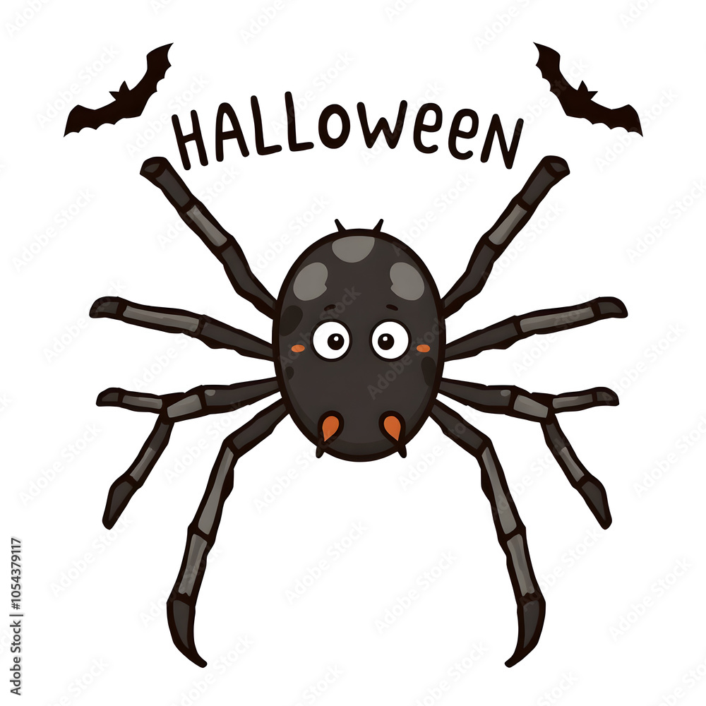 Cute Halloween spider illustration on a white background in a playful doodle style. Generative AI Cute Halloween spider illustration on a white background in a playful doodle style. Generative AI