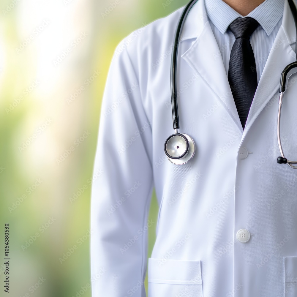A healthcare professional in a white coat with a stethoscope. A healthcare professional in a white coat with a stethoscope.