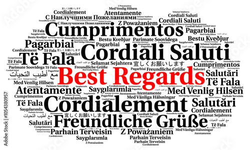 Best regards in different languages word cloud photo