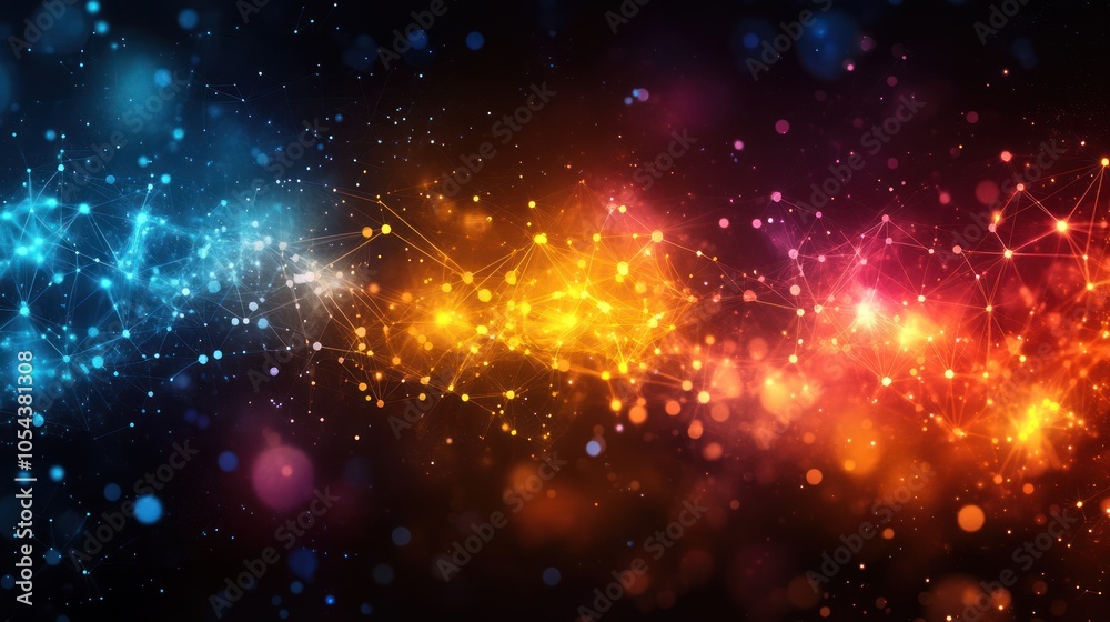 Fototapeta premium Abstract Network with Glowing Lights and Blurred Background