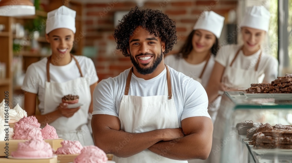 Multicultural group of retail workers in a store, providing customer service, illustrating the inclusive nature of the service industry Multicultural group of retail workers in a store, providing customer service, illustrating the inclusive nature of the service industry