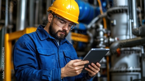 Technician configuring a smart factory system using Internet of Things (IoT) technology, symbolizing the future of interconnected manufacturing