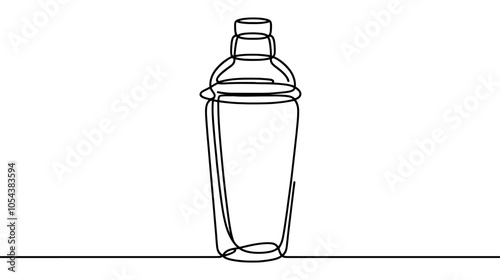 One continuous line illustration of a cocktail shaker, isolated on white background.