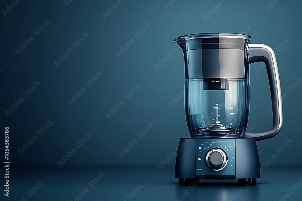 A Plain Blue Product Banner Featuring a Juicer with Copy Space for Logo or Text A Plain Blue Product Banner Featuring a Juicer with Copy Space for Logo or Text