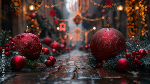Festive decoration on the street in winter.