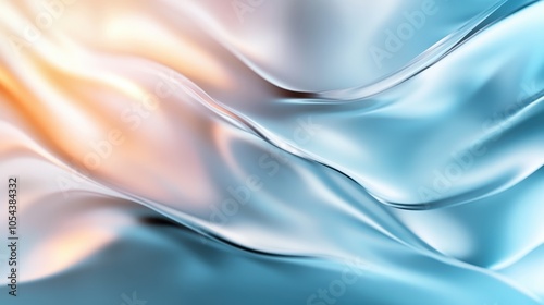 An elegant abstract visual displaying fluid waves in blue and orange tones, seamlessly blending to evoke a sense of calm and kinetic energy, with a silky texture.