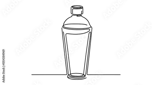 One continuous line illustration of a cocktail shaker, isolated on white background.