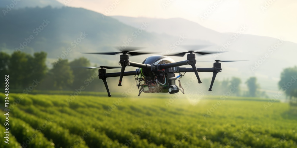 Agrodrone for processing fields, smart farming. Generative AI. Agrodrone for processing fields, smart farming. Generative AI.
