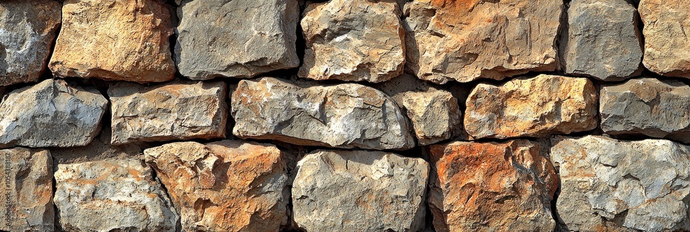 Close-up of a rough, weathered stone wall with natural variations in texture and color. Close-up of a rough, weathered stone wall with natural variations in texture and color.