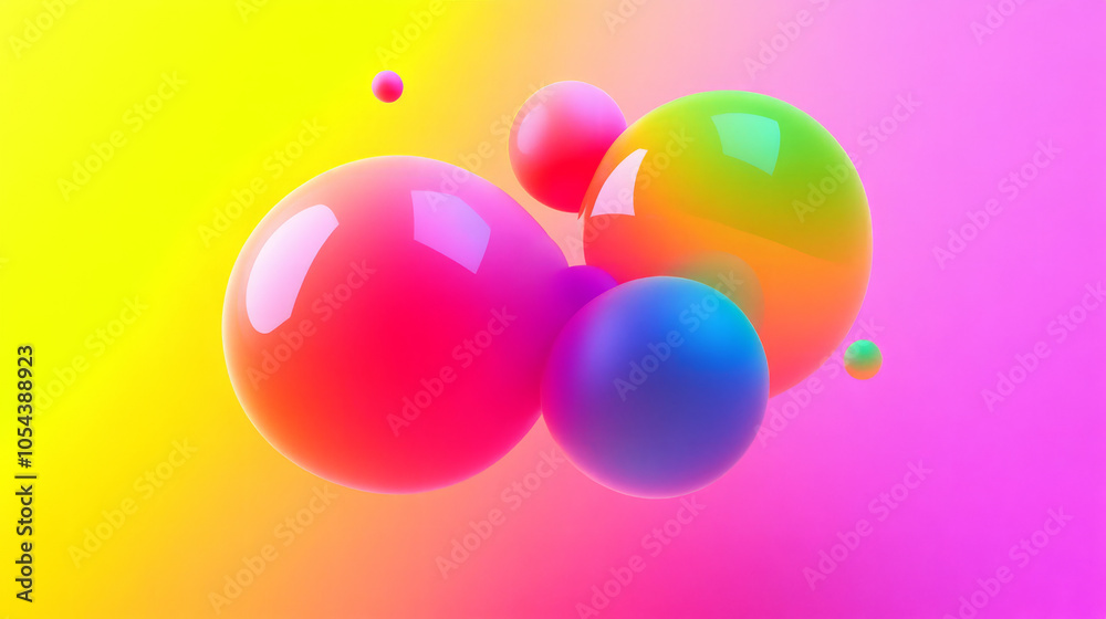 Colorful neon abstract bubbles on vibrant gradient background for modern design and poster art Colorful neon abstract bubbles on vibrant gradient background for modern design and poster art