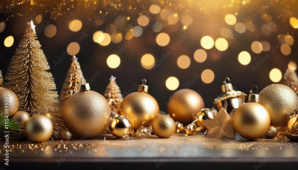 christmas festive banner with golden christmas decoranion and lights christmas festive banner with golden christmas decoranion and lights