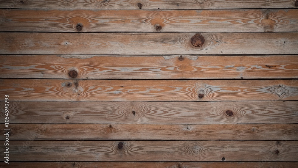 Naklejka premium Cozy aged wooden plank wall with knots and weathering in warm brown tones