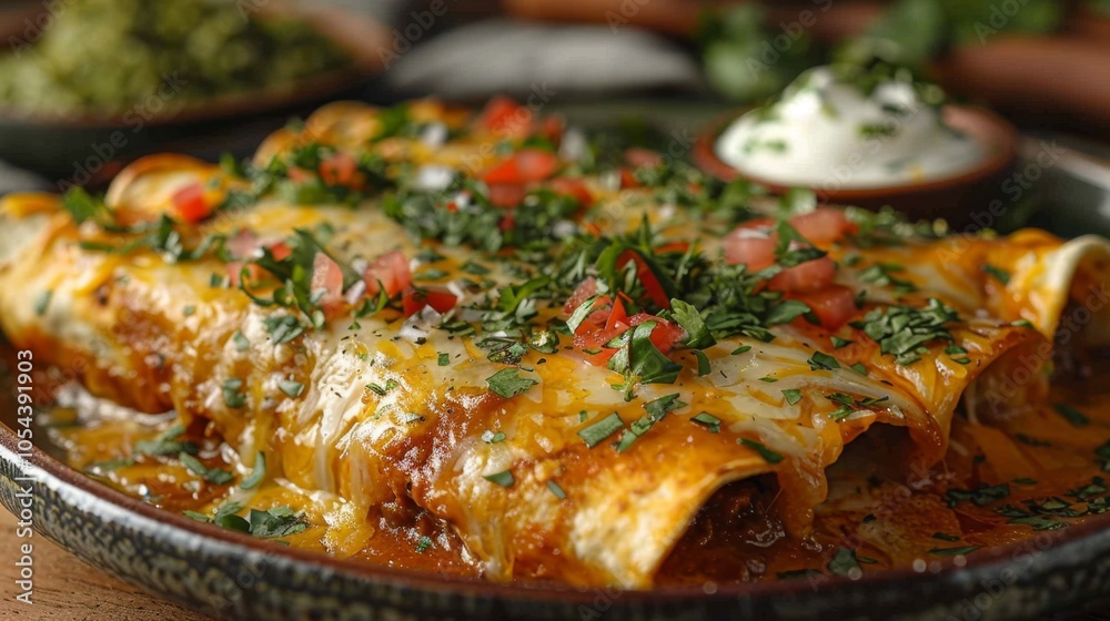 Delicious Mexican Enchiladas with Cheese and Cilantro Delicious Mexican Enchiladas with Cheese and Cilantro