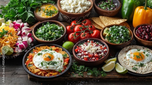 Delicious Mexican Breakfast Dishes with Eggs, Tortillas and Salsa