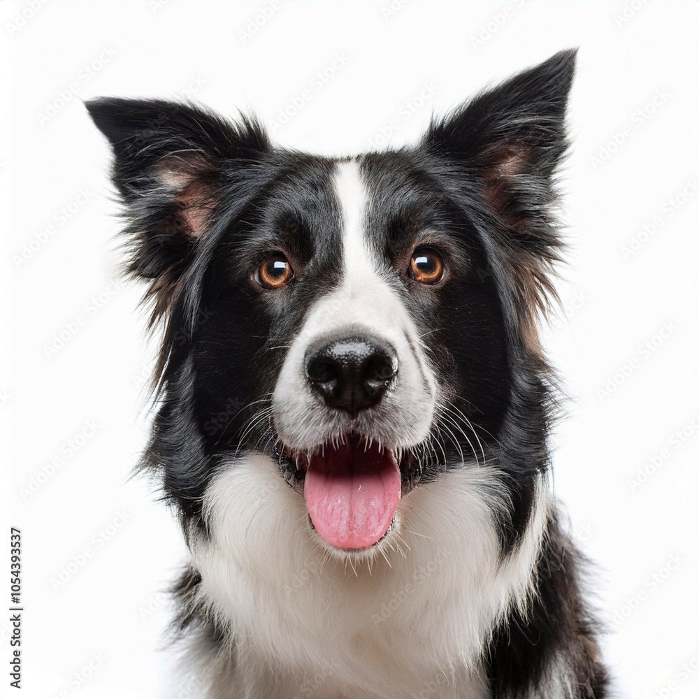 funny close up border collie dog face isolated on white background funny close up border collie dog face isolated on white background