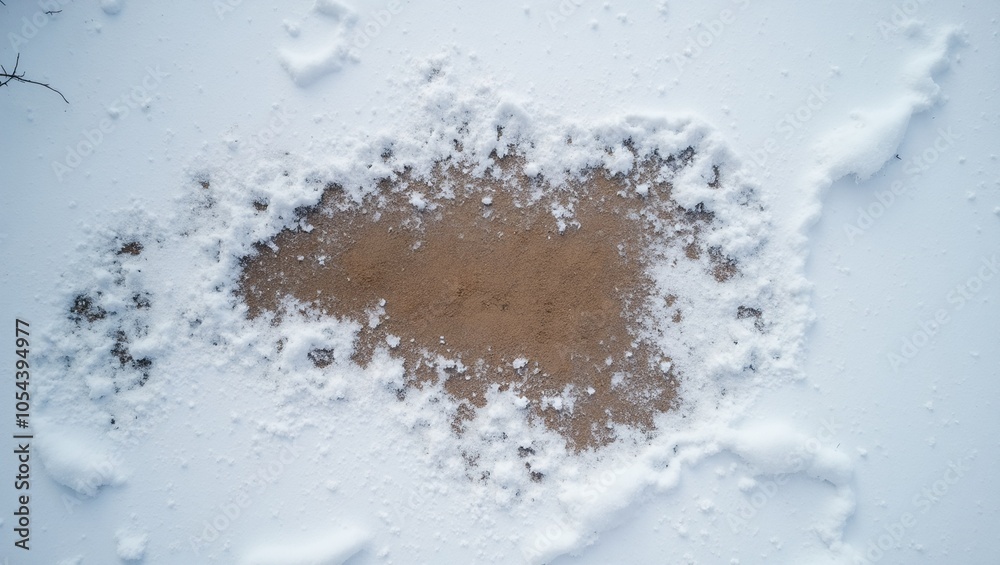 Fresh snow on ground with patches of brown earth creating soft contrast Fresh snow on ground with patches of brown earth creating soft contrast