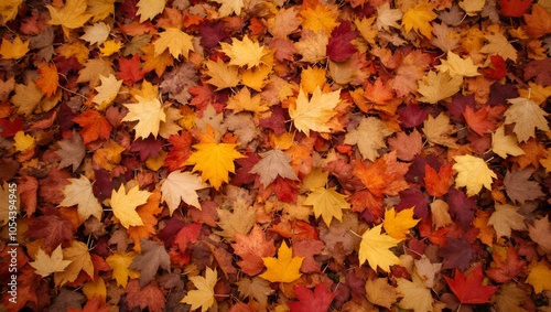 Vibrant autumn leaves in orange red and brown hues form a rich textured blanket