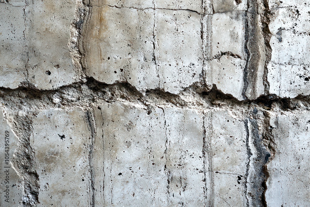 Fototapeta premium Close-up of a Cracked Concrete Wall with a Rough Texture