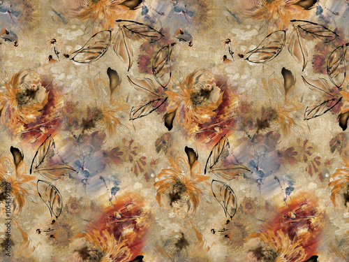 Amazing seamless floral pattern with brightly colored flowers.
