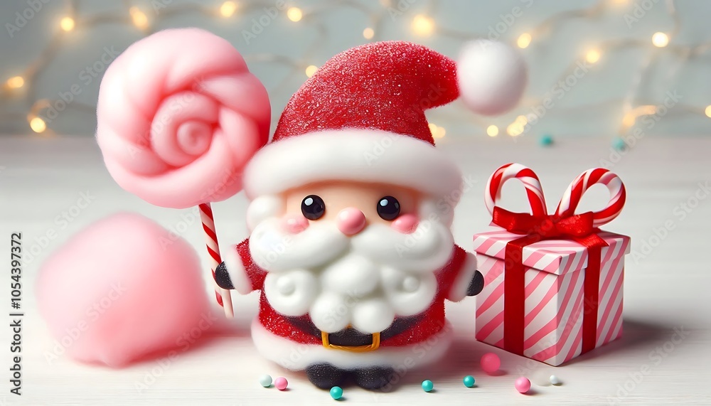 Santa with Candy Gift Box,Santa in cotton candy form with candy styled gift box,generative ai Santa with Candy Gift Box,Santa in cotton candy form with candy styled gift box,generative ai