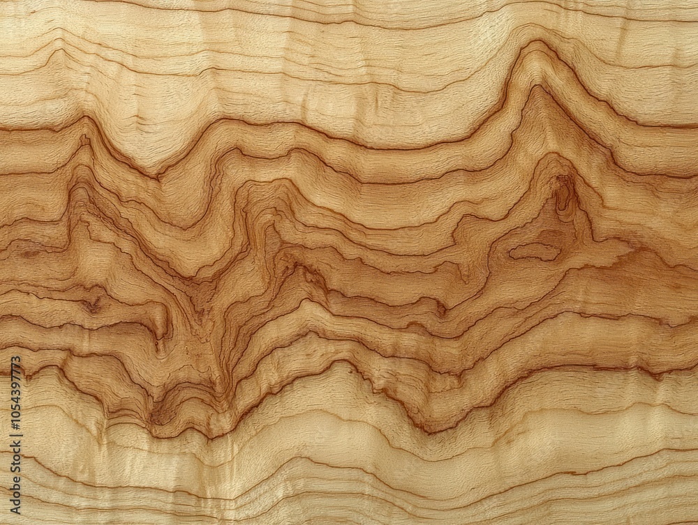 Close-up of Wood Grain Pattern with Wavy Lines