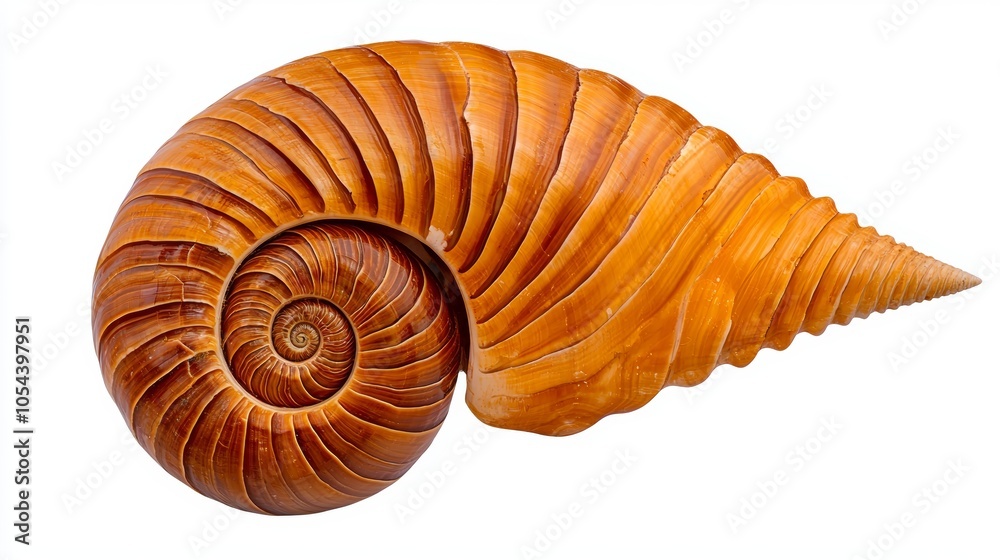 Elegant Spiral Shell on White Background