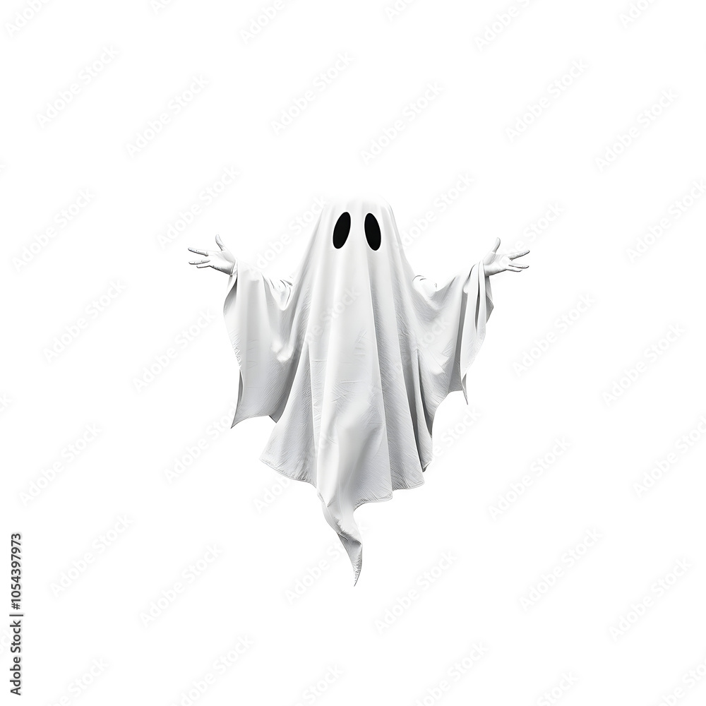 Ghost on white background. Generative AI Ghost on white background. Generative AI