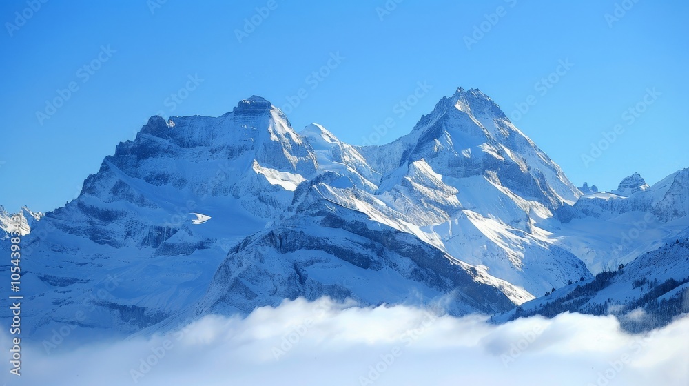 Snow-covered mountains, clear blue sky and crisp air Snow-covered mountains, clear blue sky and crisp air