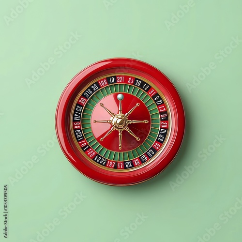 A red roulette wheel on a green background, symbolizing gambling and chance.