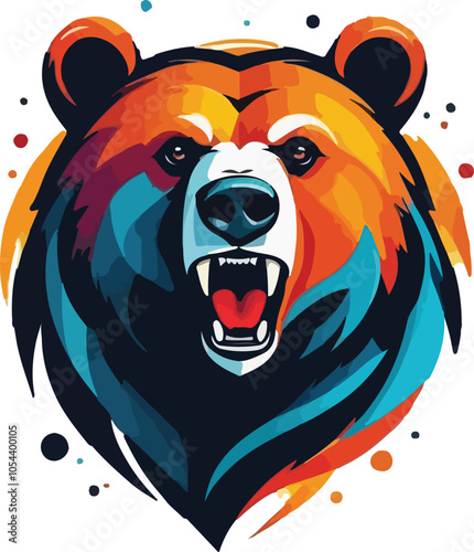 Bear Illustration vector design, bear logo, bear icon Design, Bear in forest photo